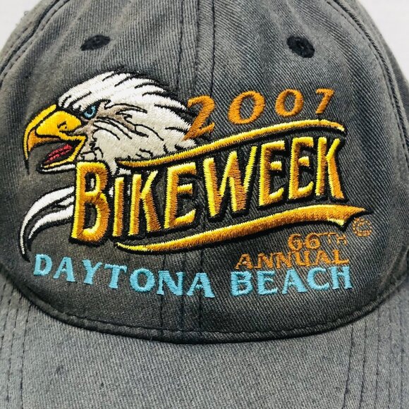 2007 Bikeweek Baseball Trucker Hat Daytona Beach Embroidered Logo Gray Motorcycl - Picture 2 of 7